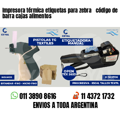 Impresora térmica etiquetas para zebra  código de barra cajas alimentos